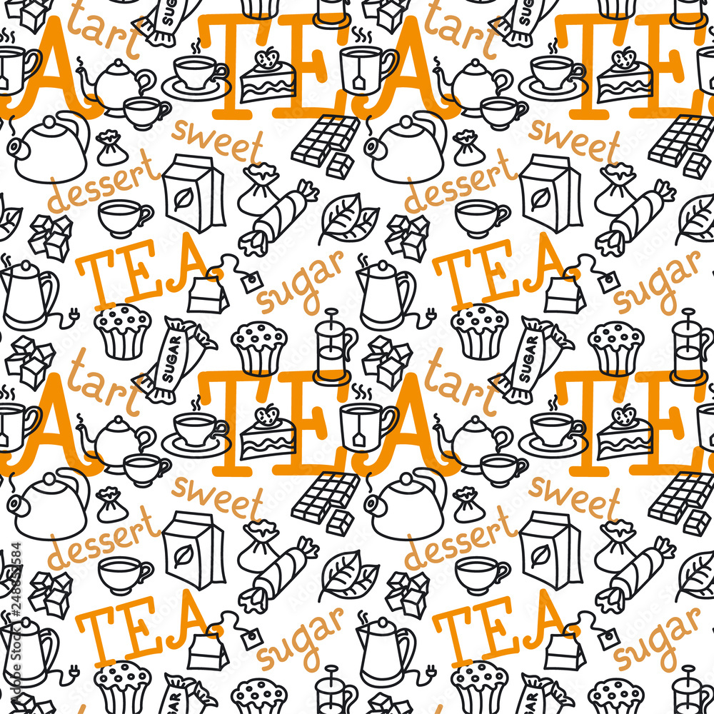 Obraz premium tea seamless pattern