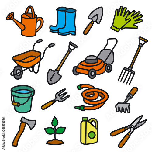 garden tools icons