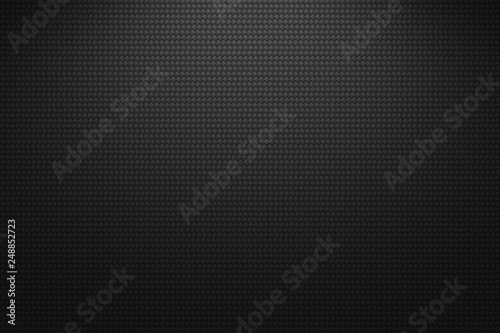 Vector carbon fiber texture. Dark background with lighting.