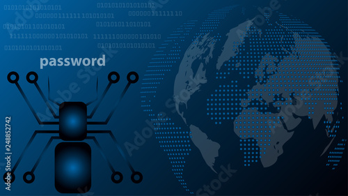 Spinne und Erdball, Sicherheit Konzept, Digital Hintergrund