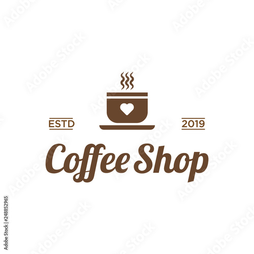 Coffee shop with love icon logo design inspiration