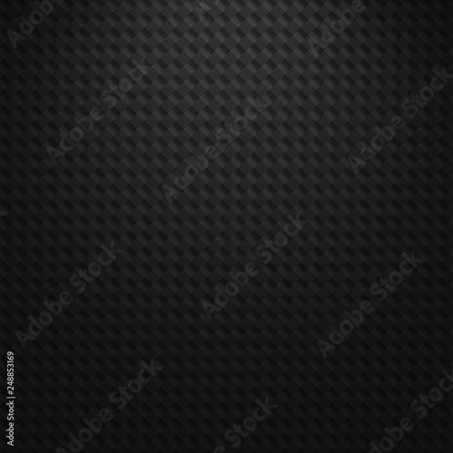 Vector carbon fiber texture. Dark background with lighting.