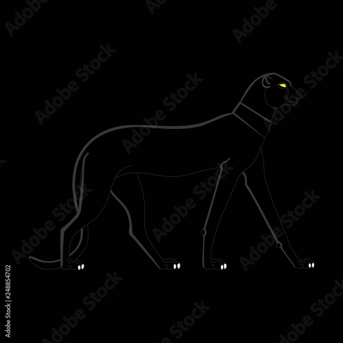 Black Panther on a black background in Egyptian