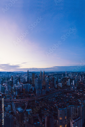 Vertical View of Kuala Lumpur During Sunrise 