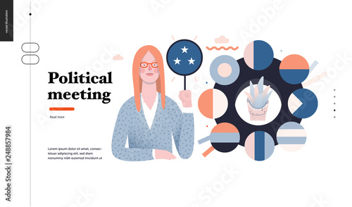 Technology 3 - Political meeting - flat vector concept digital illustration political meeting metaphor. Creative landing web page design template