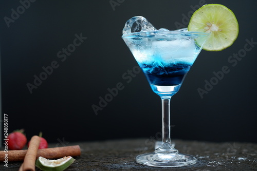 Blue martini cocktail