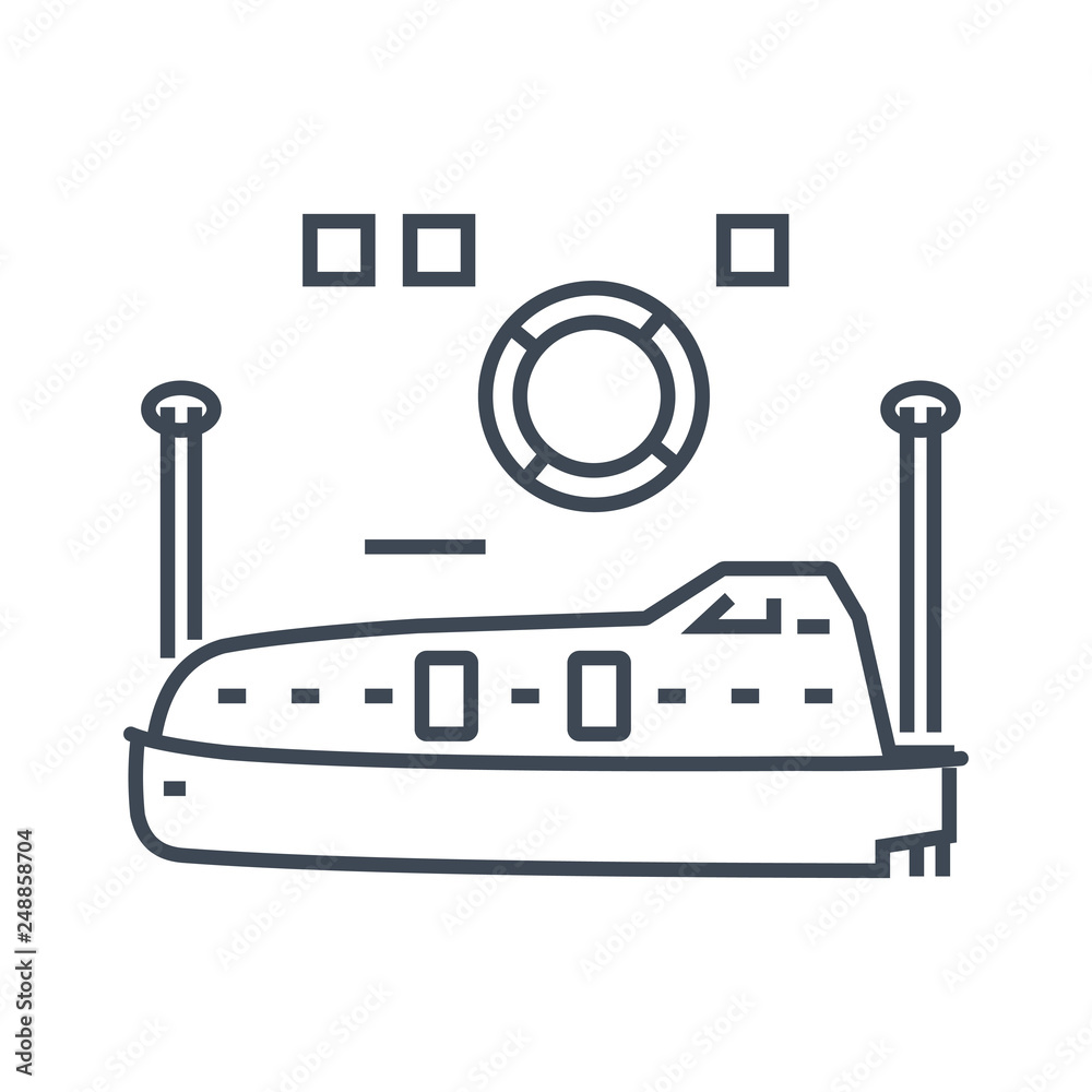 Obraz premium thin line icon lifeboat on the ship