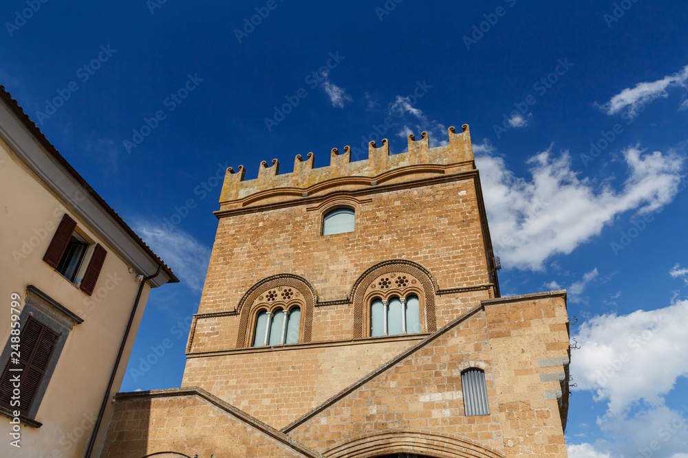 Beautiful view ancient buildings near the Cathedral of Orvieto (Duomo di Orvieto), Umbria, Italy