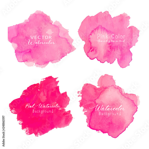 Pink abstract watercolor background. Watercolor element for card. Vector illustration.