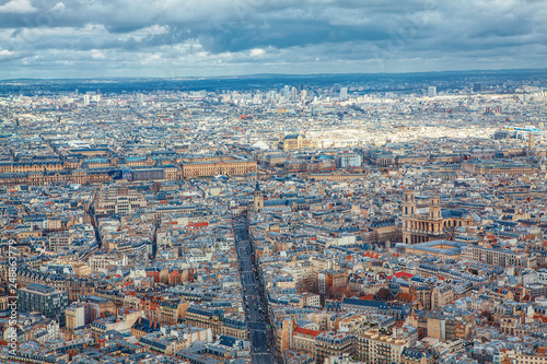 Aerial view of streets in Paris 