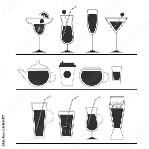 Set of glassware for the bar.