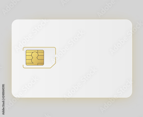 Vector Sim Mobile Cellular Phone Sim Card Chip Isolated on Background. Vector stock illustration.