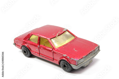 Vintage Retro Sports Car Child Toy On White Background