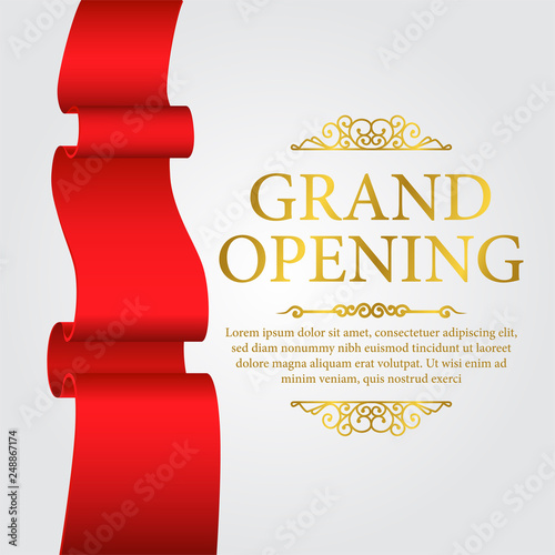 Luxury elegant grand opening with red ribbon