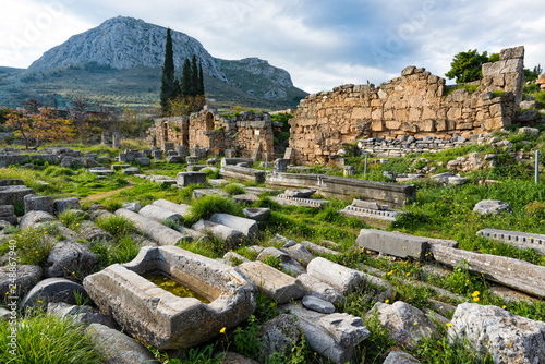 Part of the archaeological site of ancient Corinth in Peloponnese, Greece photo