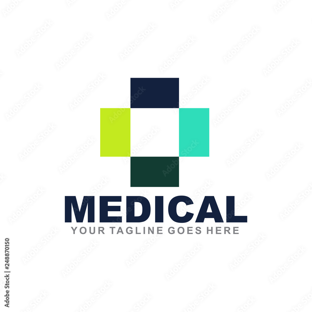medical logo design with cross icon