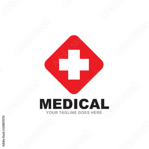 medical logo design with cross icon