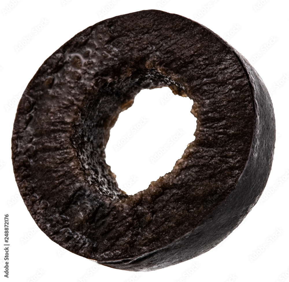 slice black oliv isolated on a white background. With clipping path slice black oliv isolated on a white background. With clipping path