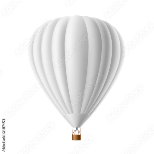 Vector hot air balloon white mockup isolated