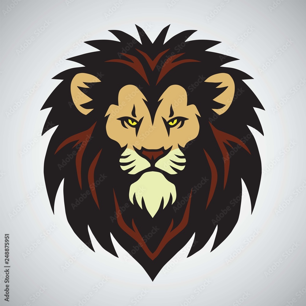 Lion Head Mascot Logo Design Vector Illustration Icon