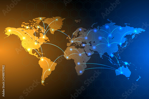 Fototapeta Naklejka Na Ścianę i Meble -  Global network connection background, vector