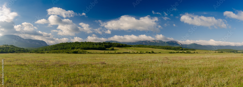 Ukrainian Crimean rural landscape under blue sky summer sunny day Ukrainian Crimean rural landscape under blue sky summer sunny day