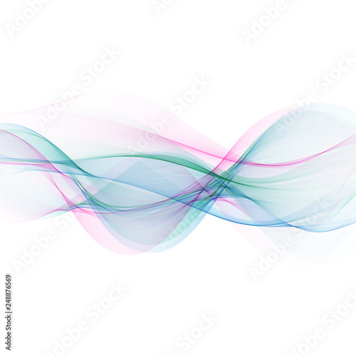 Abstract colorful background with wave over white, Vector