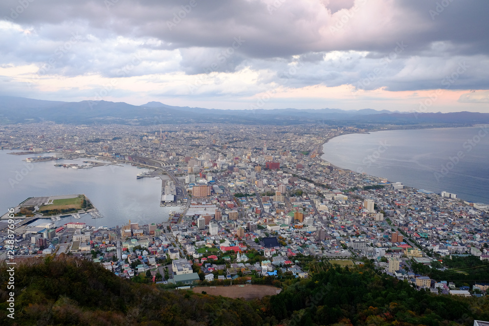 Mount Hakodate ropeway with cityscape view Hokkaido, Japan