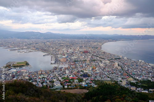 Mount Hakodate ropeway with cityscape view Hokkaido, Japan
