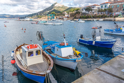 Fishing Boats in a Port on the Southern Italian Coast