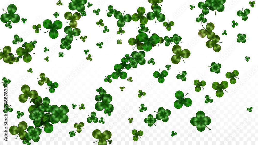 Vector Clover Leaf Isolated on Transparent Background with Space for Text. St. Patrick's Day Illustration. Ireland's Lucky Shamrock Poster. Invintation for Concert in Pub. Top View. Success Symbols. Vector Clover Leaf Isolated on Transparent Background with Space for Text. St. Patrick's Day Illustration. Ireland's Lucky Shamrock Poster. Invintation for Concert in Pub. Top View. Success Symbols.