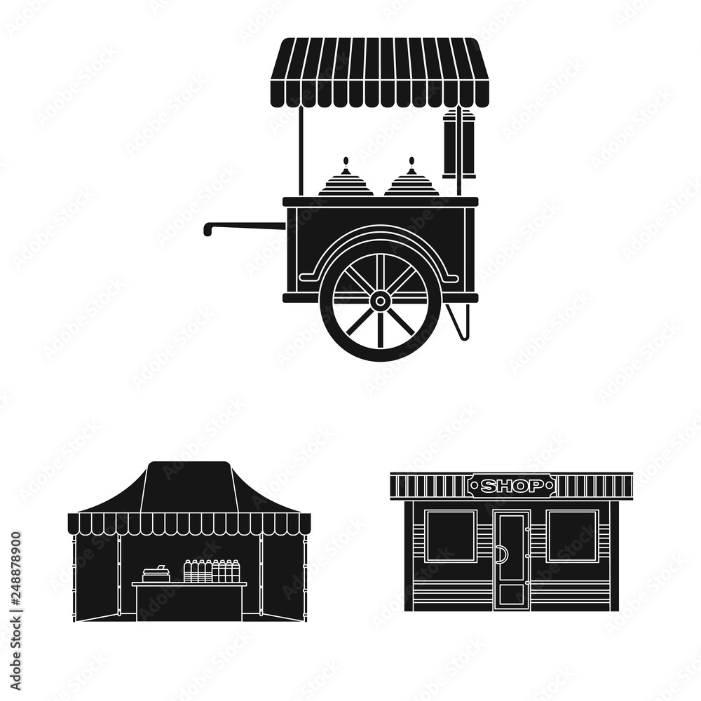 Fototapeta premium Isolated object of market and exterior symbol. Collection of market and food stock vector illustration.