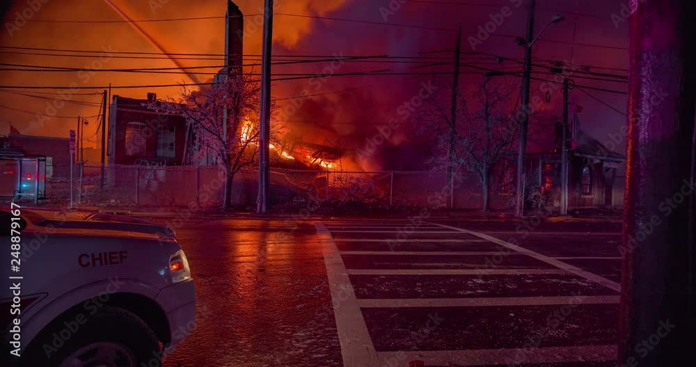Industrial Fire Scene filmed in 4K RAW