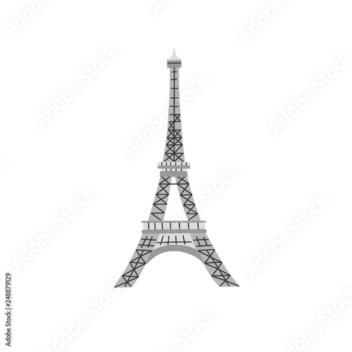 The Eiffel Tower hand drawn vector illustration on white background. Cute Paris architecture symbol. Travel french icon