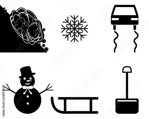 Set aus Symbolen im Winter