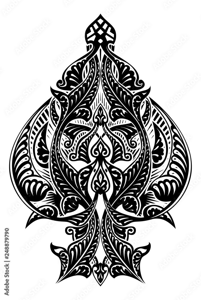 An abstract pattern in an ace of spades playing card icon shape 