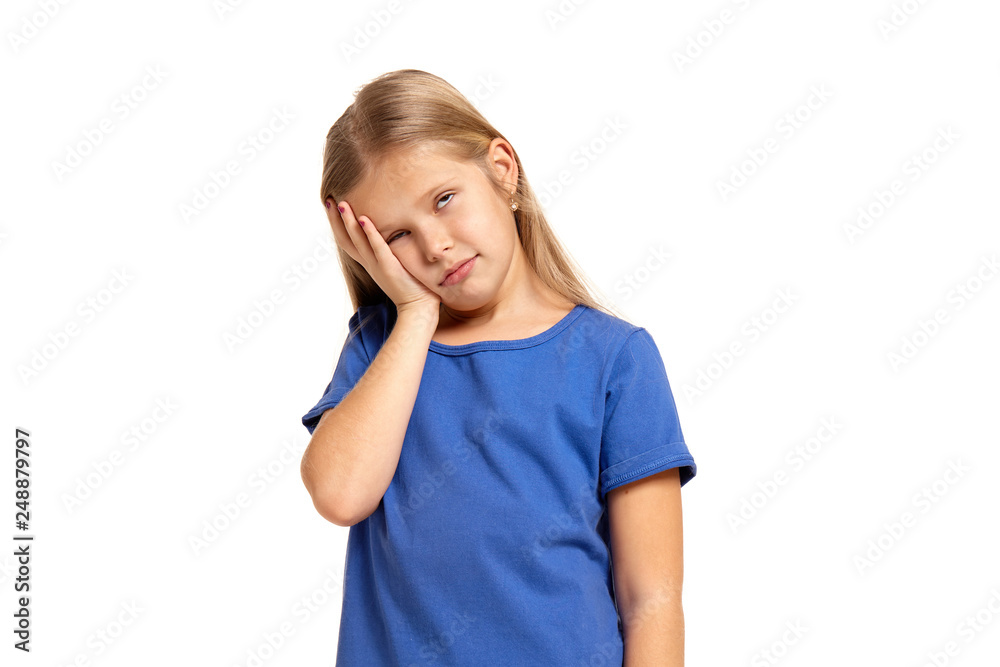 Portrait of adorable emotional little girl isolated on a white Portrait of adorable emotional little girl isolated on a white