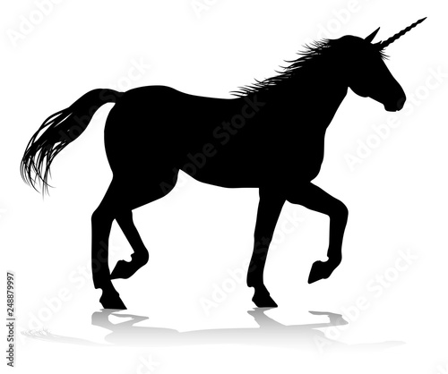 A unicorn silhouette mythical horned horse graphic