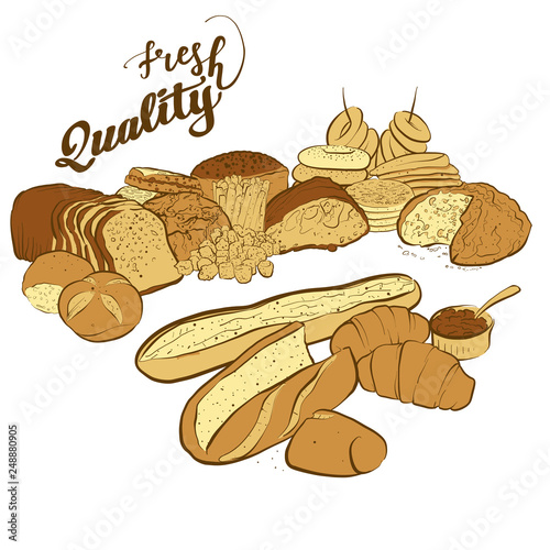 set of breads with fresh quality title