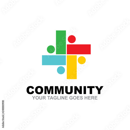 Community and adoption care logo design vector template