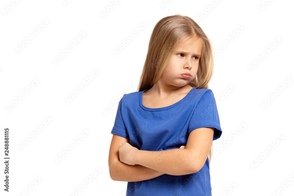 Portrait of adorable emotional little girl isolated on a white Portrait of adorable emotional little girl isolated on a white
