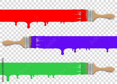 Paint brush tool set isolated on transparent background