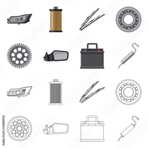 Vector design of auto and part symbol. Collection of auto and car stock vector illustration.