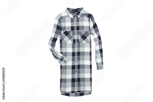 Checkered womans shirt isolate on white background.