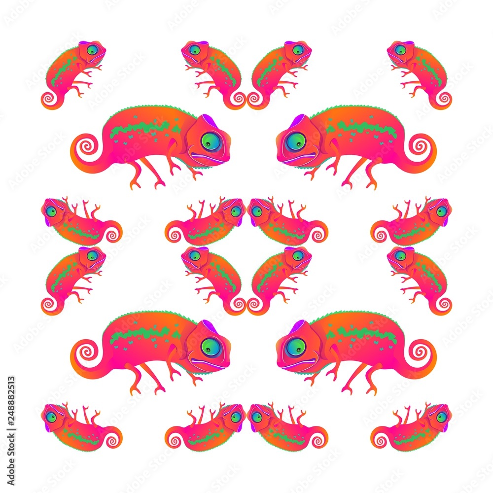 Vector illustration. EPS. Pattern Element. Chameleon kaleidoscope. Fun pattern. Vector illustration. EPS. Pattern Element. Chameleon kaleidoscope. Fun pattern.