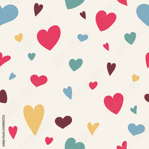 Cute background with hand drawn hearts. Valentine's Day, Mother's Day and Women's Day. Vector