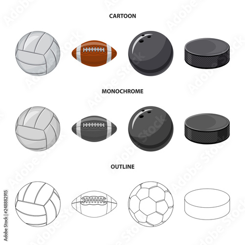 Vector illustration of sport and ball sign. Set of sport and athletic vector icon for stock.