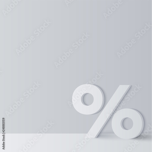 Grey background with white percentage sign for sale or discount.