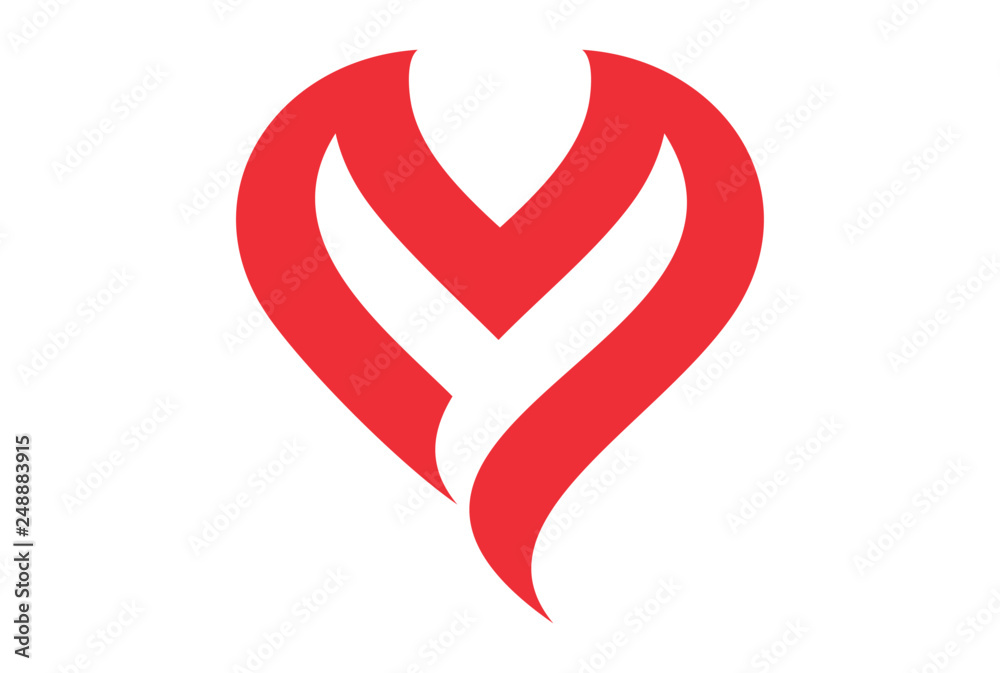 letter m love heart logo icon Stock Vector | Adobe Stock