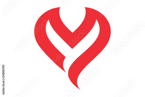 letter m love heart logo icon